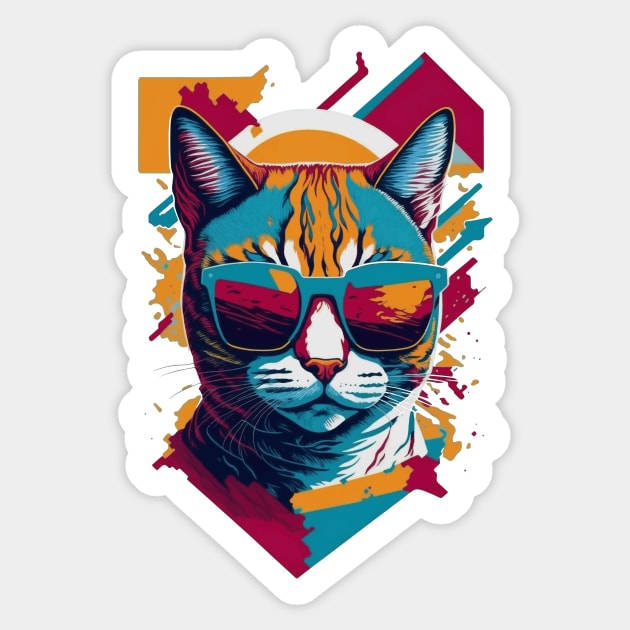 Vintage Vibes and Feline Flair Retro Cool Cat Sticker by star trek fanart and more